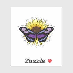 Pegatina Mariposa con girasol