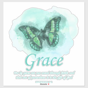 Pegatina Mariposa cristiana: Verse:Gracia