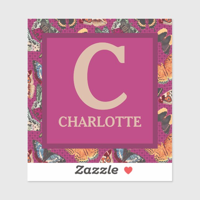 Pegatina Mariposa de color púrpura y elegante (Hoja)