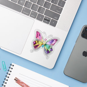 Pegatina Mariposa de cristal de arcoiris encalada