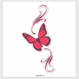 Pegatina Mariposa de filigrana roja