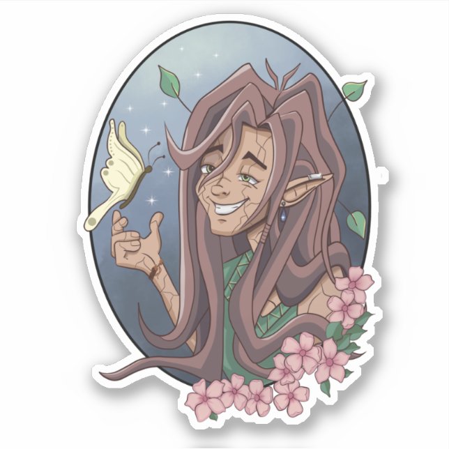 Pegatina Mariposa De Hierro Y Crema Pálida (Anverso)