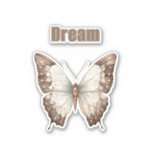Pegatina Mariposa de Sueño Marrón Blanco