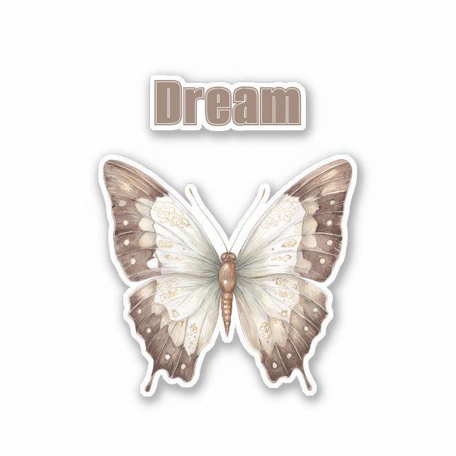 Pegatina Mariposa de Sueño Marrón Blanco (Anverso)