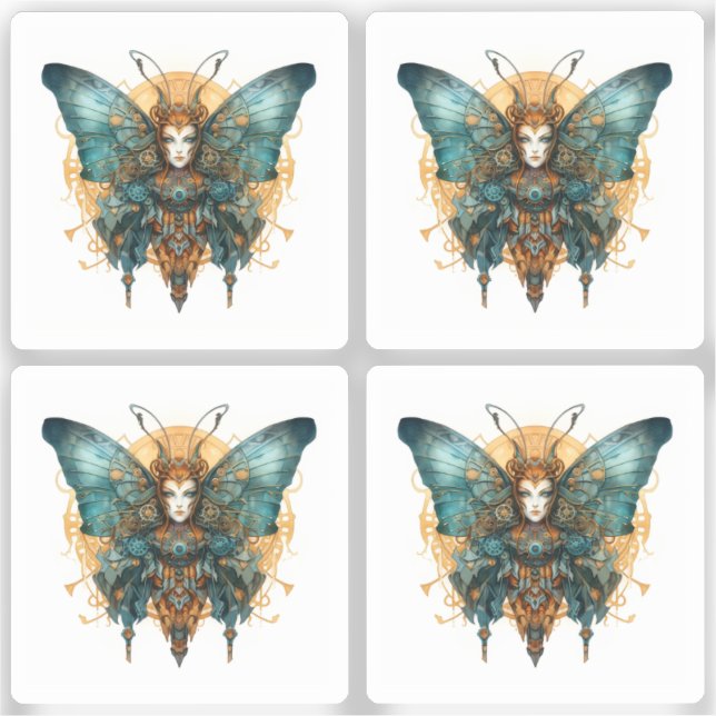 Pegatina Mariposa del engranaje Steampunk Gear (Anverso)