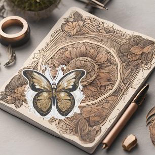 Pegatina Mariposa dorada en vuelo