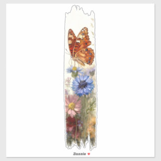 Pegatina Mariposa entre flores silvestres Pinza de pincel