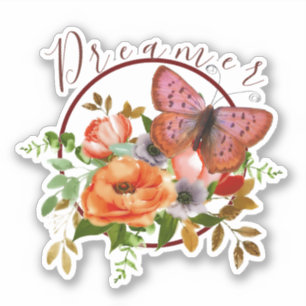 Pegatina Mariposa floral personalizada