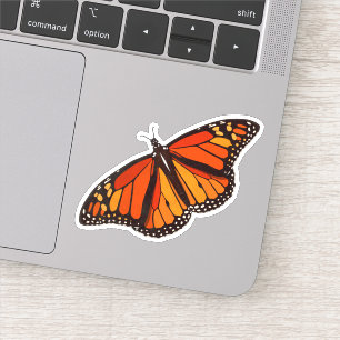 Pegatina Mariposa monarca colorida con alas abiertas