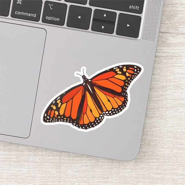 Pegatina Mariposa monarca colorida con alas abiertas (Detalle)