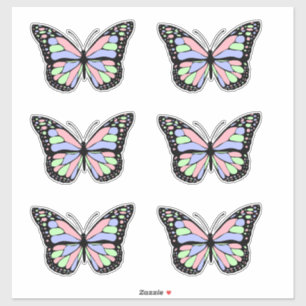 Pegatina Mariposa rosa, púrpura y verde