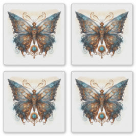 Pegatina Mariposa Steampunk Blue Gear mariposas