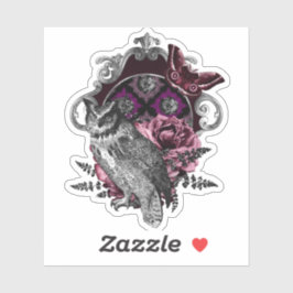 Pegatina Mariposa Y Flores De Lechuza Oscura - Gótica