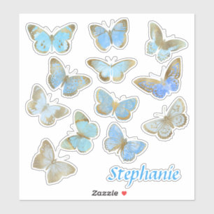 Pegatina Mariposas espumosas pintadas de azul