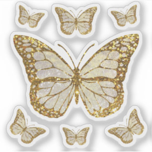 Pegatina mariposas falsas purpurinas