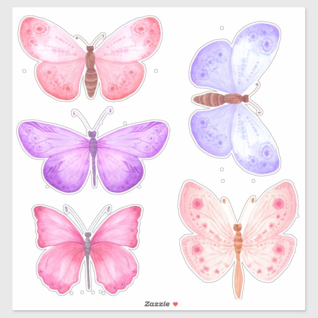Pegatina Mariposas Moradas Rosa Pastel (Hoja)
