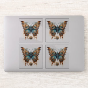 Pegatina Mariposas Steampunk Blue Bronze Gear