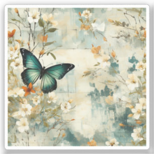 Pegatina Mariposas y flores de época coloridas (6)