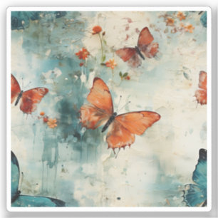 Pegatina Mariposas y flores de época coloridas (9)