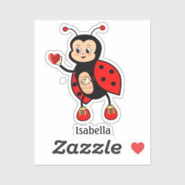 Pegatina Mariquita y Corazón Adorables 