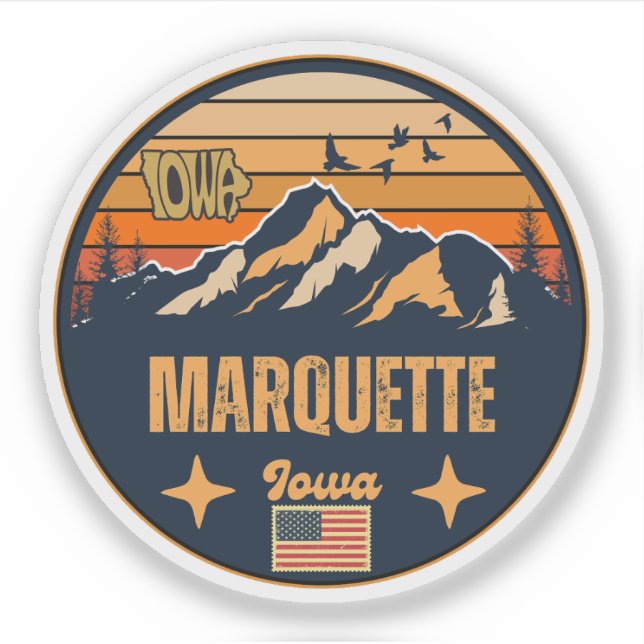 Pegatina Marquette, Iowa (Anverso)