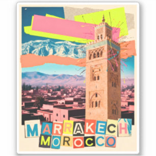 Pegatina Marrakech Marruecos Viaje Koutoubia Horizonte Vint