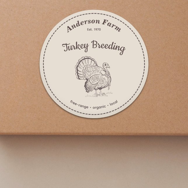Pegatina marrón de etiqueta de granja turca (Farm Turkey Label Brown Sticker)