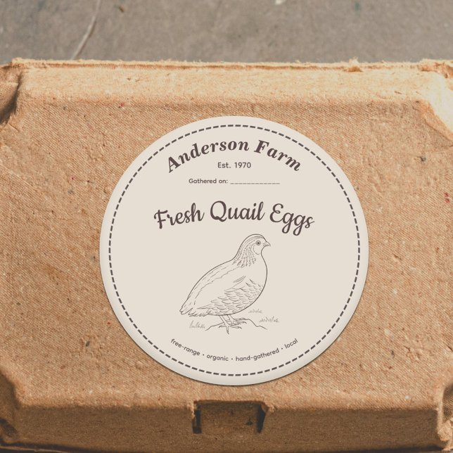 Pegatina marrón de la etiqueta de huevos de codorn (Farm Quail Eggs Label Brown Sticker)