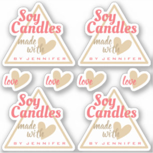 Pegatina Marrón rojo bonito hecho con velas de soja del cor