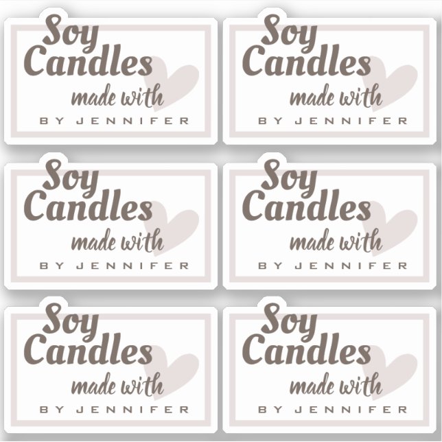 Pegatina Marrón rústico hecho con velas naturales del coraz (Anverso)