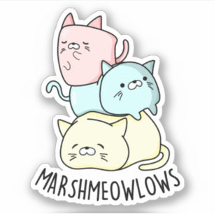 Pegatina Marsh-meow-lows Funny Cat Marshmallow Pun
