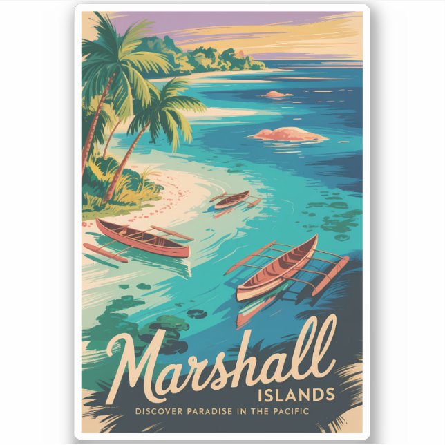 Pegatina Marshall Islands Coast Illustration Travel Art (Anverso)