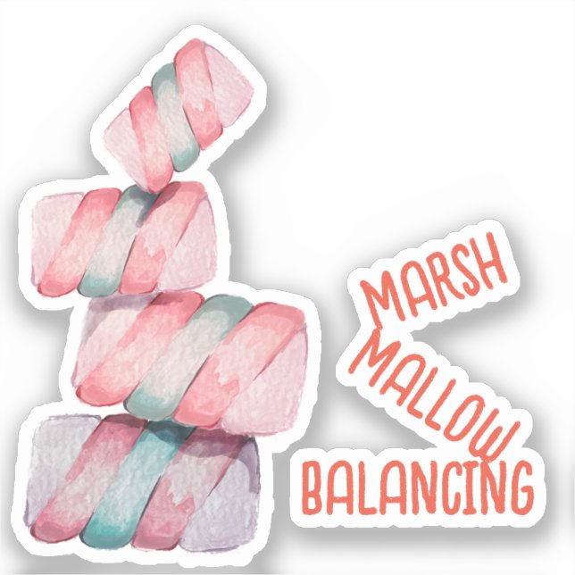 Pegatina Marshmallow Balancing Pun (Anverso)