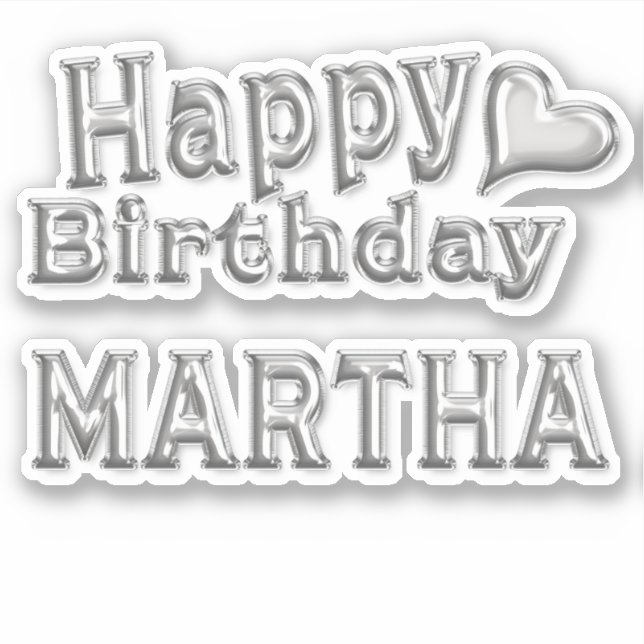 Pegatina Martha Happy Birthday silver Aufkleber Sticker (Anverso)