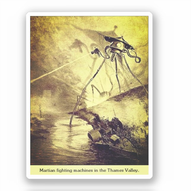 Pegatina Martianos lanzando radios térmicas (Anverso)