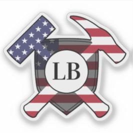 Pegatina Martillos de geólogo con tus iniciales en vinilo