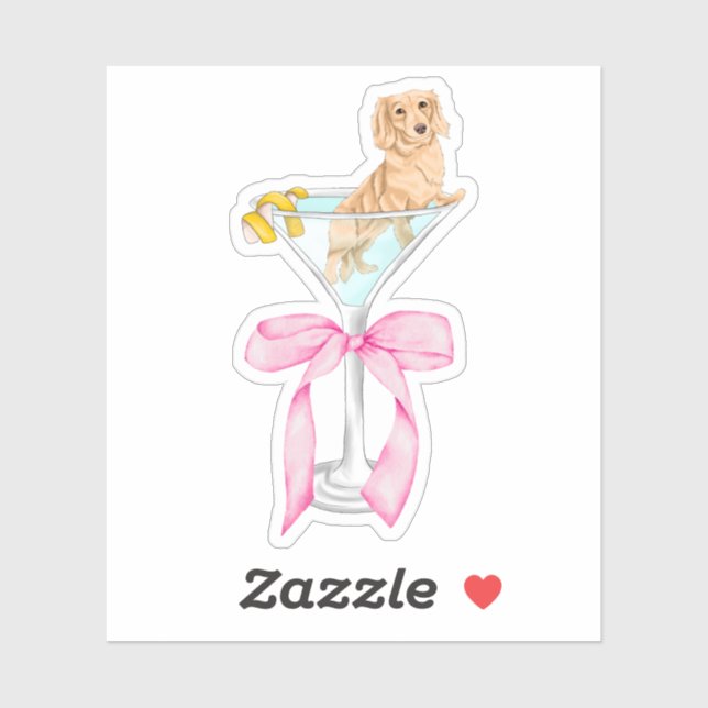 Pegatina Martini Weenie Coquette Dachshund (Hoja)