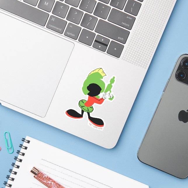 Pegatina MARVIN LA Silhouette MARTIAN™ Con Raygun (Ordenado portátil con iPhone)