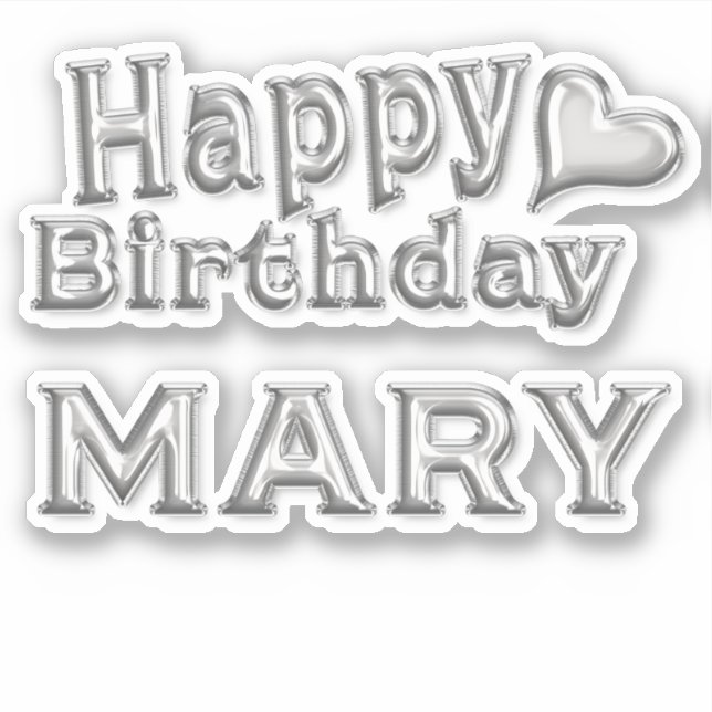 Pegatina Mary Happy Birthday silver Aufkleber Sticker (Anverso)