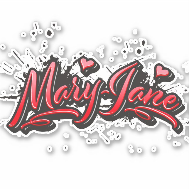 Pegatina Mary-Jane red Heart Graffiti Aufkleber Sticker (Anverso)