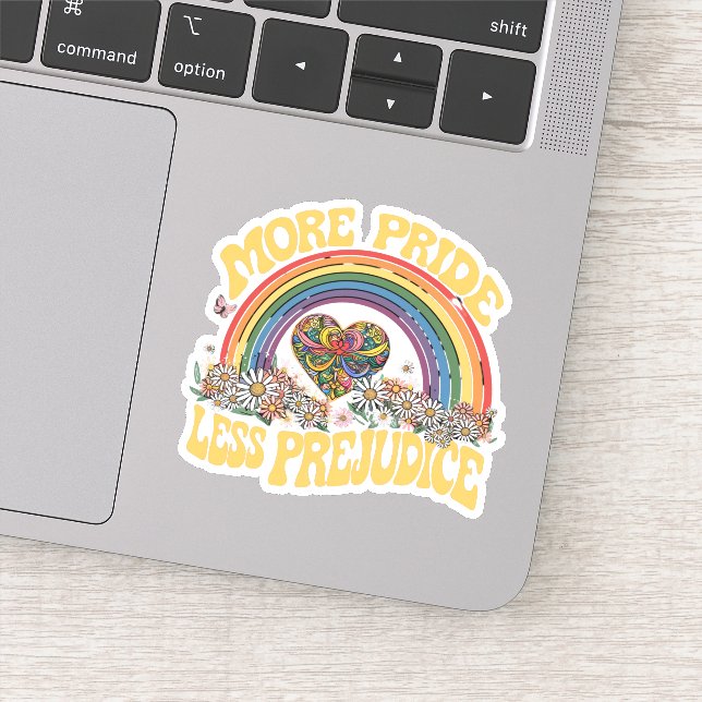 Pegatina Más Orgullo Menos Prejuicio Retro Arcoíris Orgullo (Detalle)