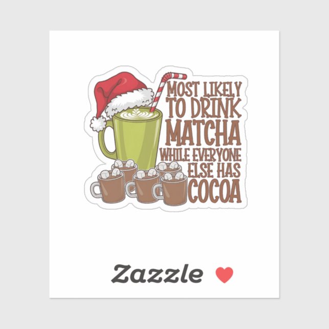 Pegatina Más Propenso a Beber Matcha y Ver Elf Xmas  (Hoja)