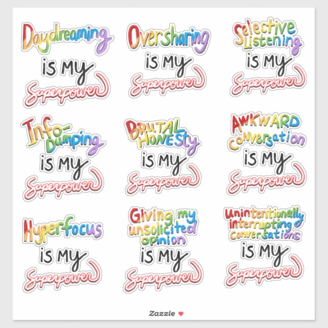 Pegatina Más superpotencias neurodivergentes (Hoja)