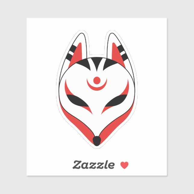 Pegatina Máscara de Fox de Kitsune (Hoja)