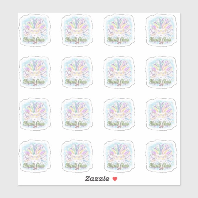 Pegatina ¡Máscara de Mardi Gras! (Hoja)