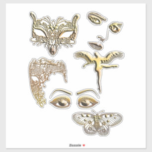 Pegatina máscara de oro cara ángel mariposa clipart