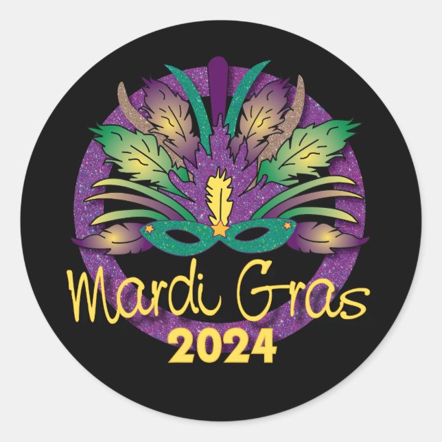Pegatina Máscara Mardi Gras -2024 (Anverso)