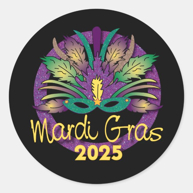 Pegatina Máscara Mardi Gras -2025 (Anverso)