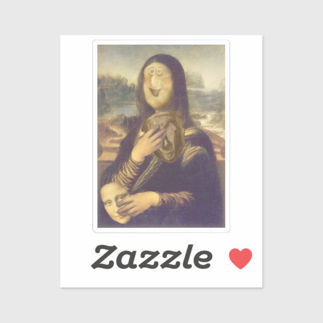 Pegatina Máscara Mona Lisa indecisa (Hoja)