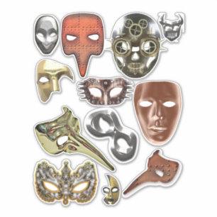 Pegatina máscaras de steampunk de máscaras de plata dorada 